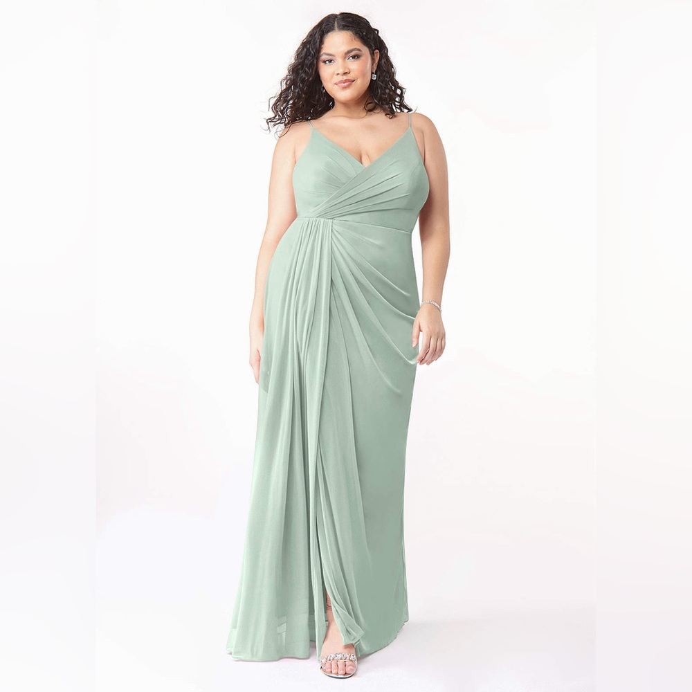 Azazie Evalin Bridesmaid Dress in color dusty sage